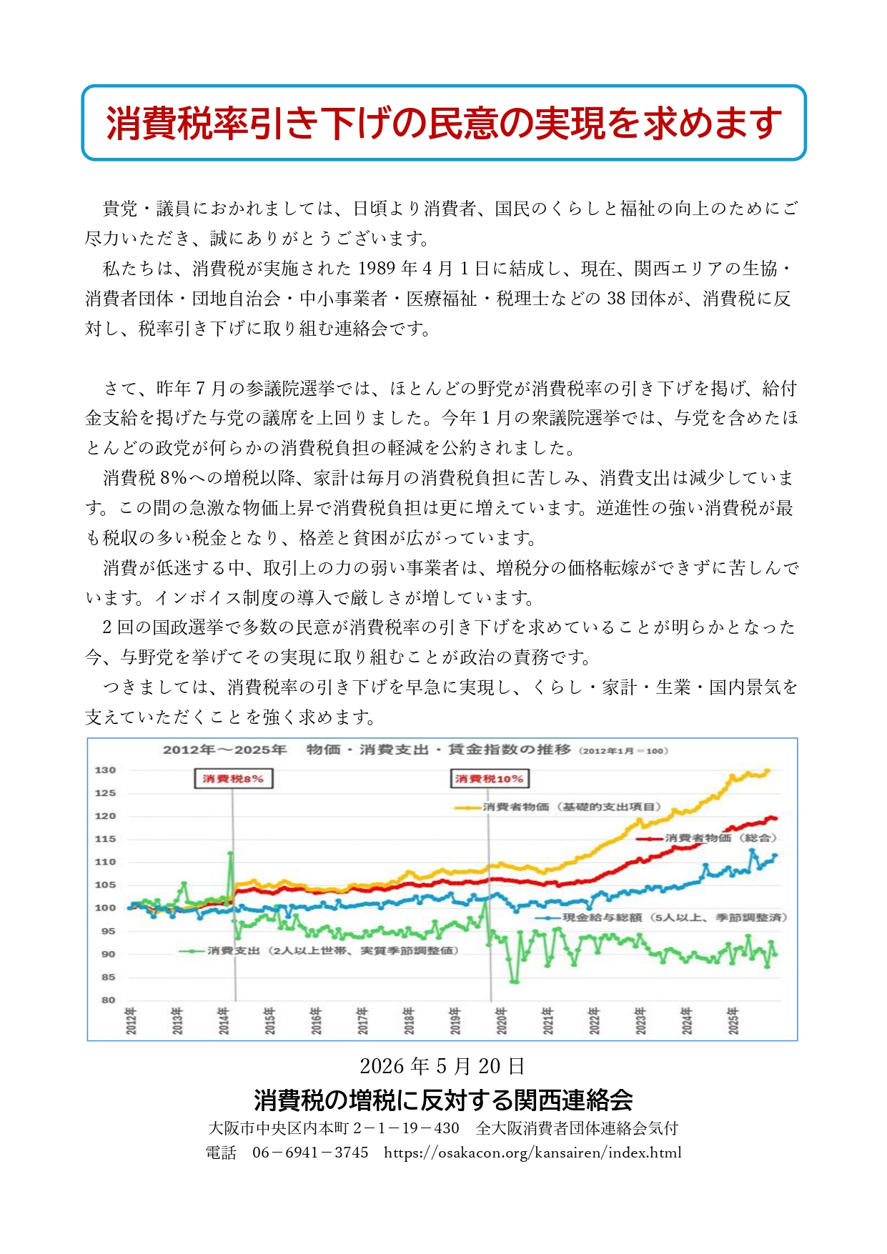 消費税の増税に反対する関西連絡会 | 消費税率の引き下げを！